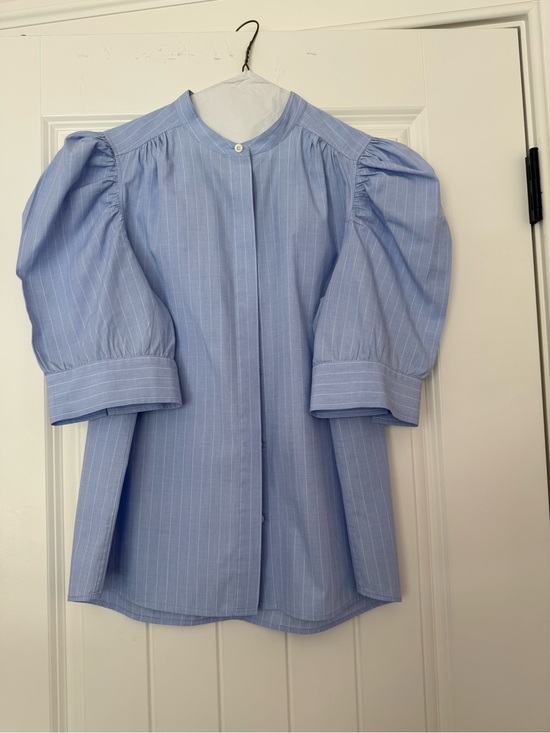 Frame Denim Tops - Frame Cotton Light Blue Pinstripe Blouse